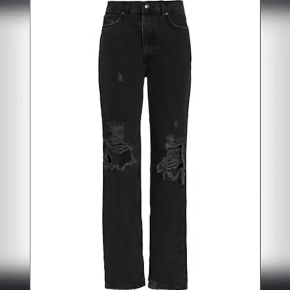 Free People We the Free The Lasso High Waist Straight Leg Jeans Washed Black - Picture 8 of 9